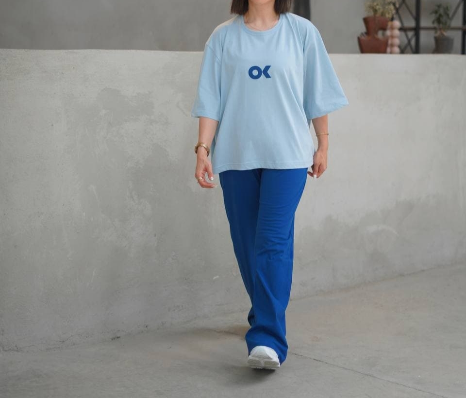 ست اسپرت تیشرت باکسی‌و شلوار بگ